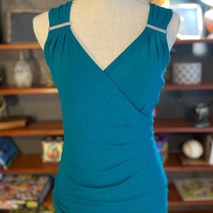 White House Black Market Turquoise sleeveless blouse
